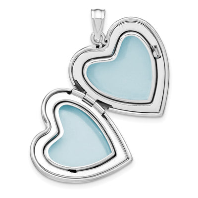 Sterling Silver Rhodium-plated Satin Diamond Wings Heart Locket