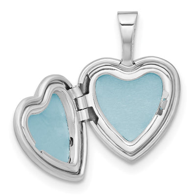 Sterling Silver Rhodium-plated D/C Enameled Floral Cross Heart Locket