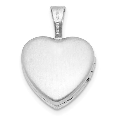 Sterling Silver Rhodium-plated Polished Cross Heart Locket