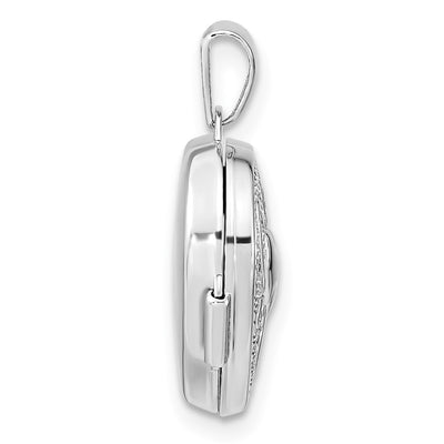Sterling Silver Rhodium-plated Double Hearts Heart Locket