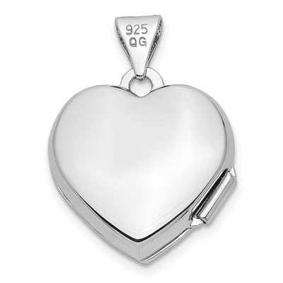 Sterling Silver Rhodium-plated Double Hearts Heart Locket