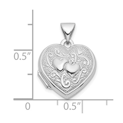 Sterling Silver Rhodium-plated Double Hearts Heart Locket
