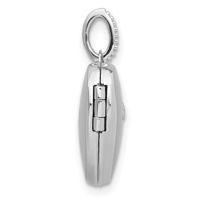 Sterling Silver Rhodium-plated Lab Created Ruby Heart Locket