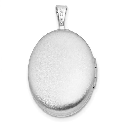 Sterling Silver Rhodium-plated D/C First Communion Oval Locket