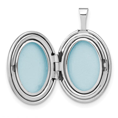 Sterling Silver Rhodium-plated D/C First Communion Oval Locket