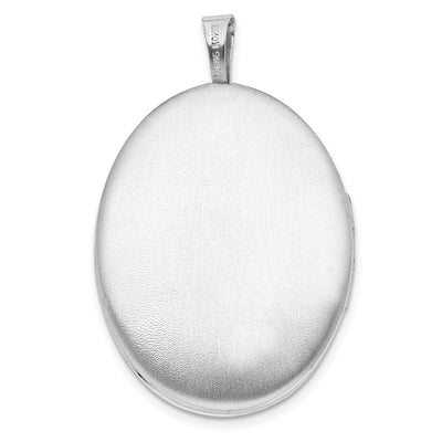 Sterling Silver Rhodium-plated Scroll Design Oval Locket