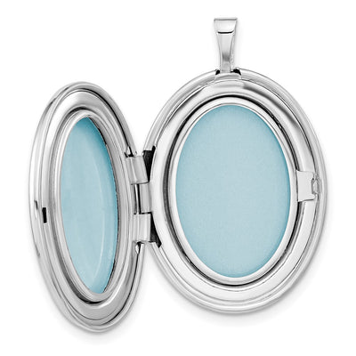 Sterling Silver Rhodium-plated Scroll Design Oval Locket