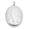 Sterling Silver Rhodium-plated Scroll Design Oval Locket