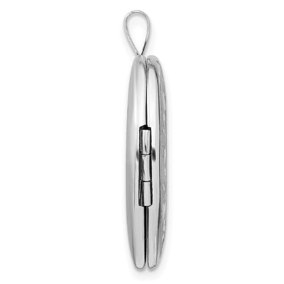 Sterling Silver Rhodium-plated Heart Border Oval Locket