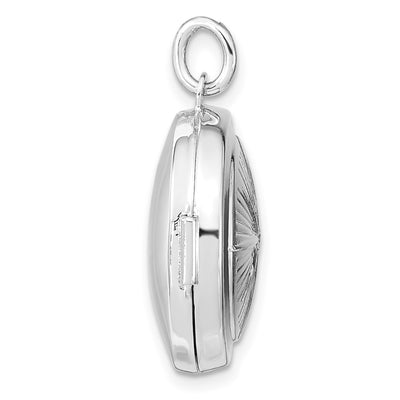 Sterling Silver Rhodium-plated CZ Compass Round Locket