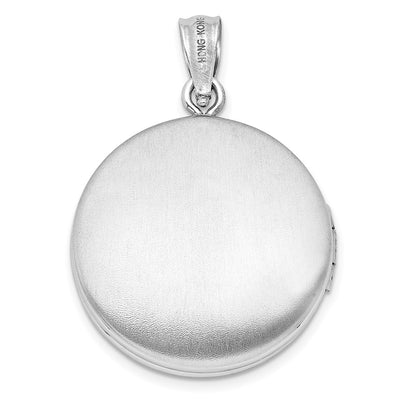 Sterling Silver Rhodium-plated Fleur de Lis Round Locket