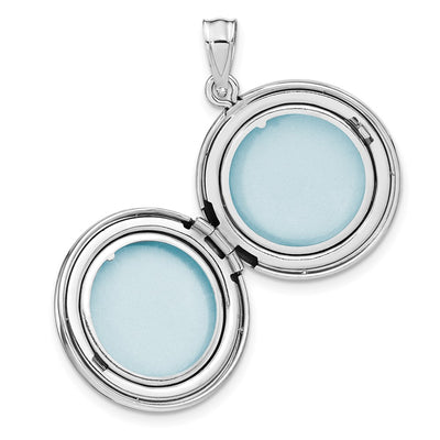 Sterling Silver Rhodium-plated Fleur de Lis Round Locket