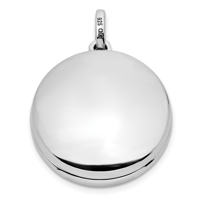 Sterling Silver Rhodium-plated CZ Stars Swing Locket