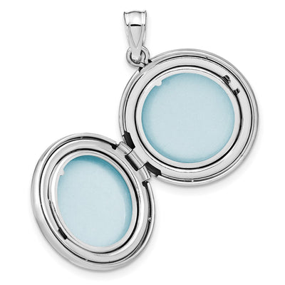 Sterling Silver Rhodium-plated Diamond Round Locket