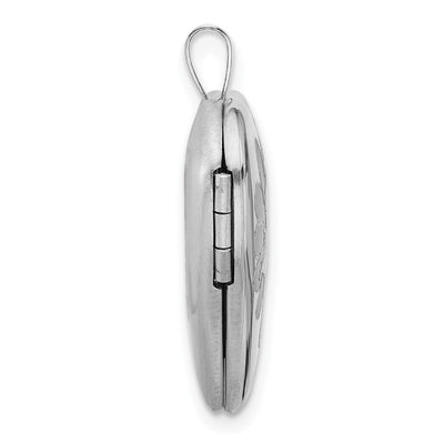 Sterling Silver RH-plate Polished/Satin Epoxy Butterfly Heart Locket