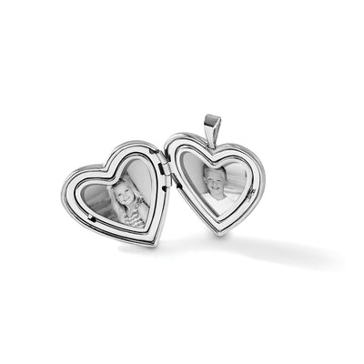 Sterling Silver RH-plate Polished/Satin Epoxy Butterfly Heart Locket