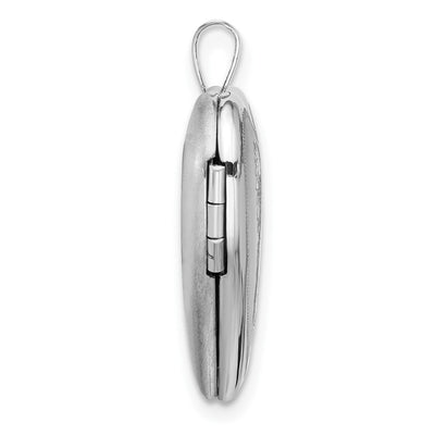 Sterling Silver RH-plated Satin/Polished Angel Wings Heart Locket