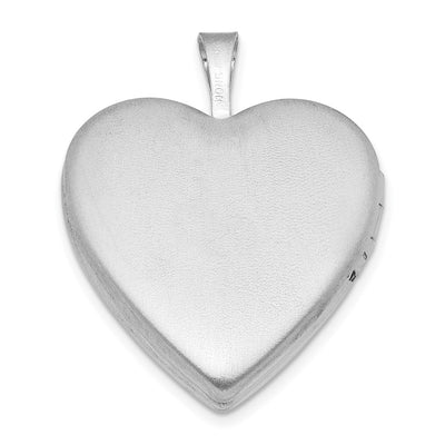Sterling Silver RH-plated Satin/Polished Angel Wings Heart Locket