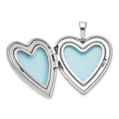 Sterling Silver RH-plated Satin/Polished Angel Wings Heart Locket