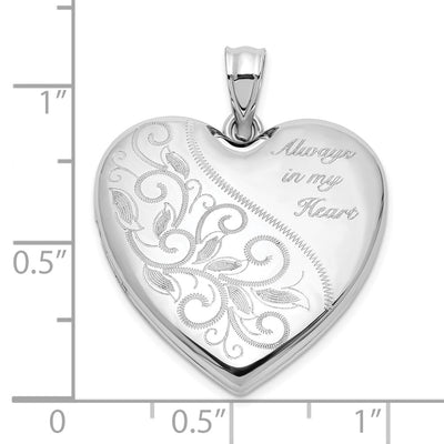 Sterling Silver Rh-plated Filigree Always In My Heart Heart Locket