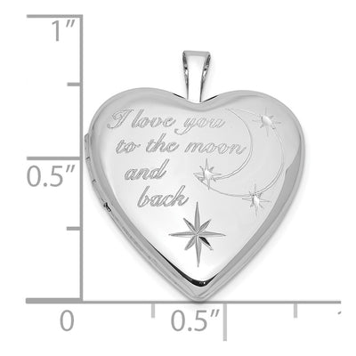 Sterling Silver RH-pl I LOVE YOU TO THE MOON AND.. Heart Locket