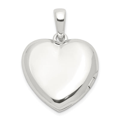 Sterling Silver E-coated CZ Heart Locket, 18.3 x 18.5mm