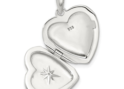 Sterling Silver E-coated CZ Heart Locket (Style QLS1136)