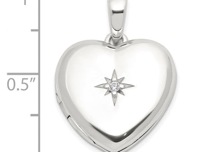 Sterling Silver E-coated CZ Heart Locket (Style QLS1136)
