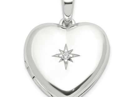 Sterling Silver E-coated CZ Heart Locket (Style QLS1136)