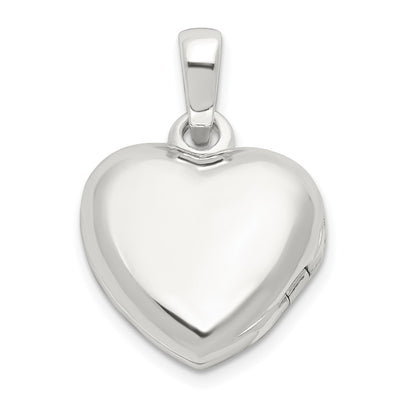 Sterling Silver E-coated CZ Heart Locket, 13.5 x 13.3mm