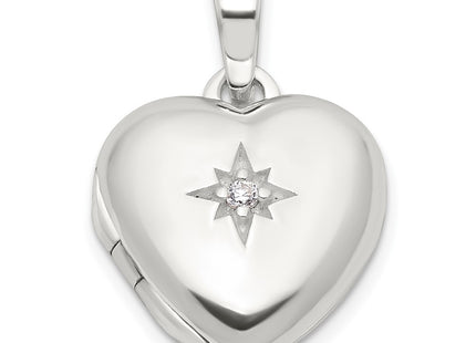 Sterling silver cubic zirconia locket pendants & charm