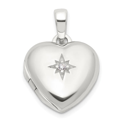 Sterling silver cubic zirconia locket pendants & charm