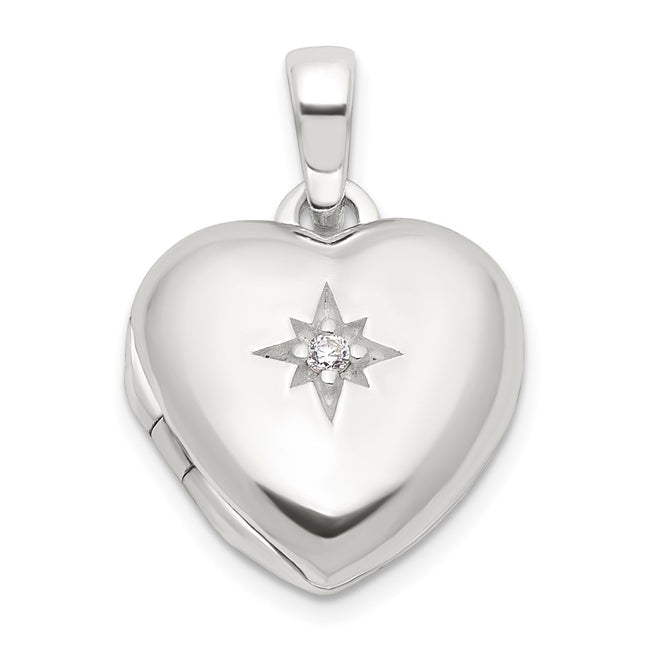 Sterling silver cubic zirconia locket pendants & charm