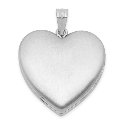 Sterling Silver Rhodium-plated Polished Paw Print Heart Locket