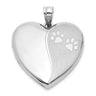 Sterling Silver Rhodium-plated Polished Paw Print Heart Locket