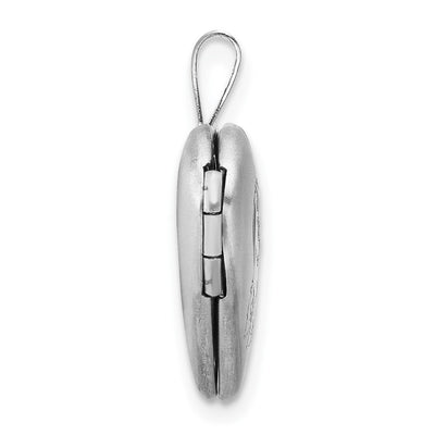 Sterling Silver RH-plated Epoxy Satin Polished Unicorn Heart Locket
