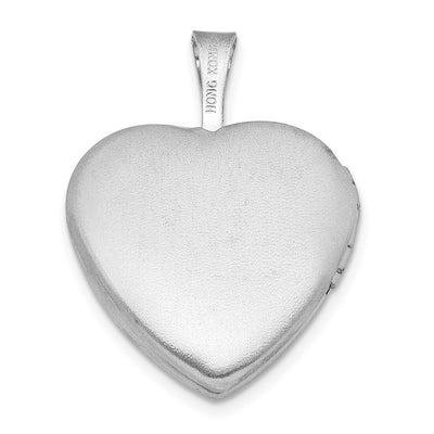 Sterling Silver RH-plated Epoxy Satin Polished Unicorn Heart Locket
