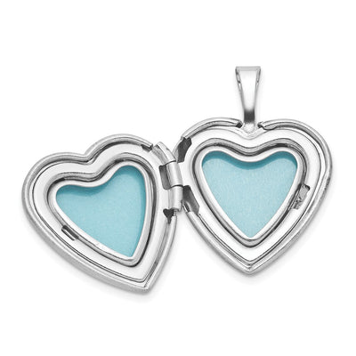 Sterling Silver RH-plated Epoxy Satin Polished Unicorn Heart Locket