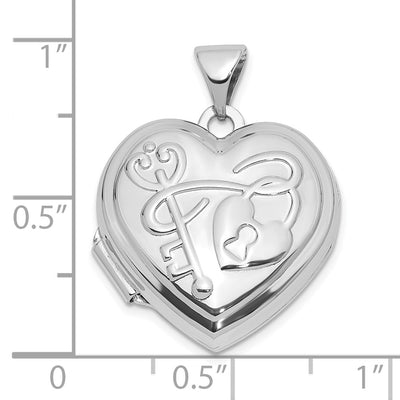 SS Rhod-plated Polished Key to my Heart Reversible Heart Locket