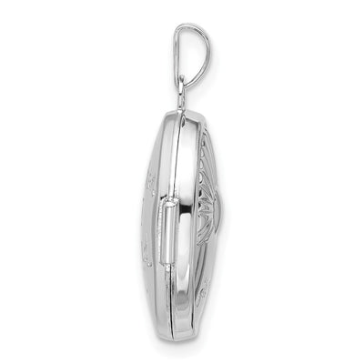 Sterling Silver Rhod-Plated Foot Prints Reversible Oval Locket