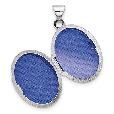 Sterling Silver Rhod-Plated Foot Prints Reversible Oval Locket