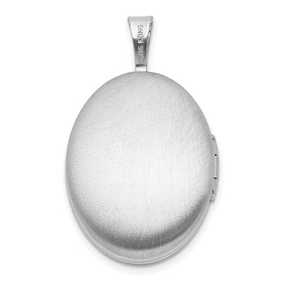 Sterling Silver Rhodium-plated Diamond Angel Oval Locket