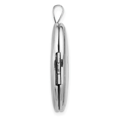 Sterling Silver Rhodium-plated Cross Oval Locket