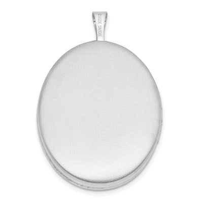 Sterling Silver Rhodium-plated Cross Oval Locket