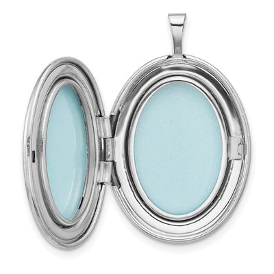 Sterling Silver Rhodium-plated Polished Filigree Oval Locket