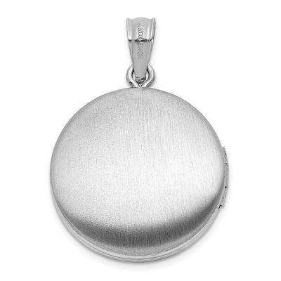 Sterling Silver Rh-plated Diamond Mom Moon/Stars Round Locket