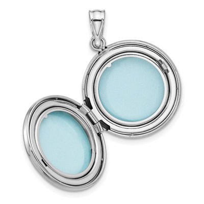 Sterling Silver Rh-plated Diamond Mom Moon/Stars Round Locket