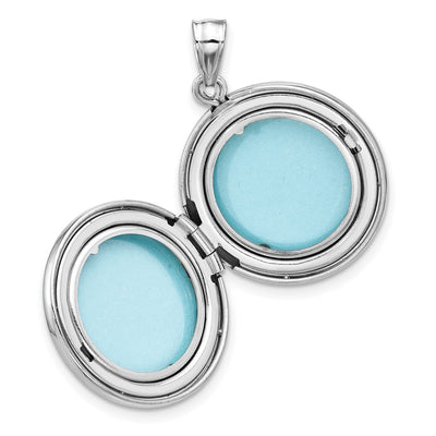 Sterling Silver Rhodium-plated Floral Filigree Round Locket