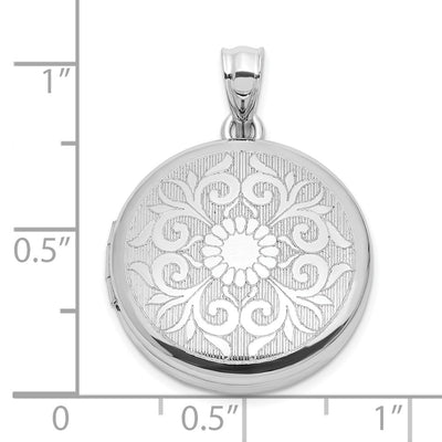 Sterling Silver Rhodium-plated Floral Filigree Round Locket