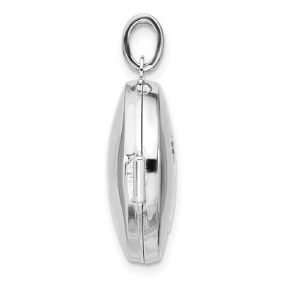 Sterling Silver Rhodium-plated Diamond Moon/Star Round Locket